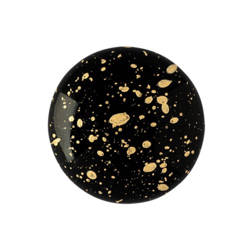 18mm Glass round cabochon by Puca® - Jet Gold Splash x1