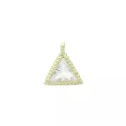 8x7mm zirconium oxide triangle charm in a mini balls setting - Gold Tone/Crystal x1