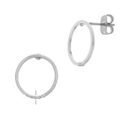 14mm Round earstuds with a loop to decorate - Rhodium Tone x2