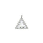 8x7mm zirconium oxide triangle charm in a mini balls setting - Rhodium Tone/Crystal x1|raw }}