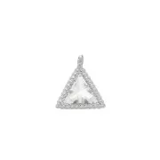 8x7mm zirconium oxide triangle charm in a mini balls setting - Rhodium Tone/Crystal x1