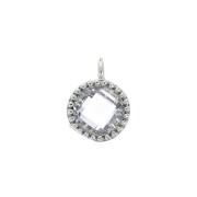 7.5mm Zircon round charm in a mini balls setting - Rhodium Tone/Crystal x1