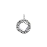 7.5mm Zircon round charm in a mini balls setting - Rhodium Tone/Crystal x1