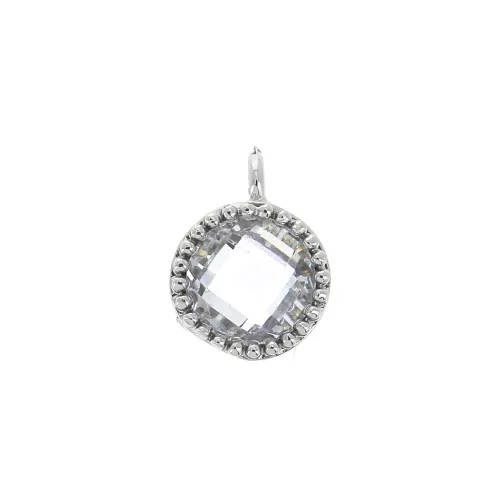 7.5mm Zircon round charm in a mini balls setting - Rhodium Tone/Crystal x1