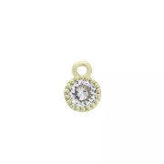 5 mm Mini zirconium oxide round charm in a mini balls setting Gold Tone/Crystal x1