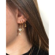 8x4mm Mini zirconium oxide drop charm - Gold Tone/Crystal x1