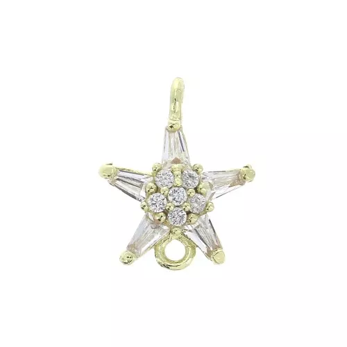 13x10mm Star spacer with zirconium oxide - Gold Tone/Crystal x1