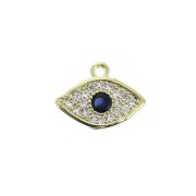 8x10.5mm Blue eye charm with zirconium oxide - Blue / Gold Tone x1|raw }}