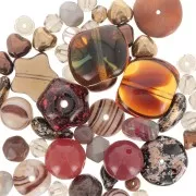 Czech glass beads assortment Metallic Brown x50g