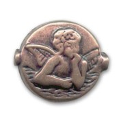 Angel flat round 18mm Old copper tone x1|raw }}
