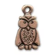 Owl charm 16mm Old copper tone x1