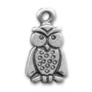 Owl charm 16mm Old silver tone x1