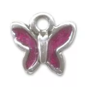 Enamelled butterfly charm 9mm Fuchsia x1