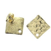 16x15mm Zamac hammered rhombus earstuds to decorate - Gold Tone x2|raw }}