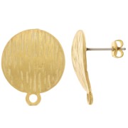 Striated round stud earrings 19 mm - Fine gold plated x2|raw }}