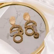 Striated round stud earrings 19 mm - Fine gold plated x2