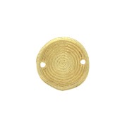 17mm Zamac ethnic pattern round 2-hole spacer - fine Gold plated x1