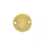 17mm Zamac ethnic pattern round 2-hole spacer - fine Gold plated x1