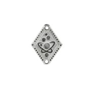 19x14mm Zamac Earth pattern rhombus 2-hole spacer - Antique Silver Plating x1