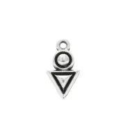 20.5x11mm Zamac charm/ pendant round and triangle shape  - Antique Silver Plating x1