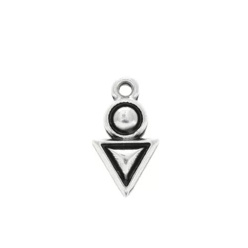 20.5x11mm Zamac charm/ pendant round and triangle shape - Antique Silver Plating x1