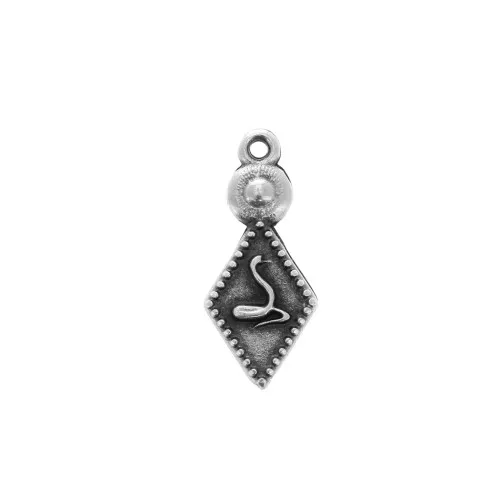 23x10mm Zamac Rhombus charm with a snake pattern - Antique Silver Plating x1