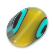 Flat olive 29x23mm Olivine/Turquoise x1