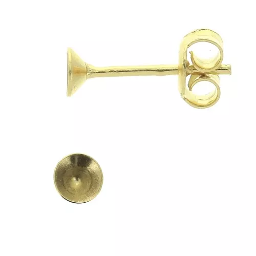 925 Serling Silver Earstuds for PureCrystal 1088 4 mm cabochons fine fine Gold plated plated x2