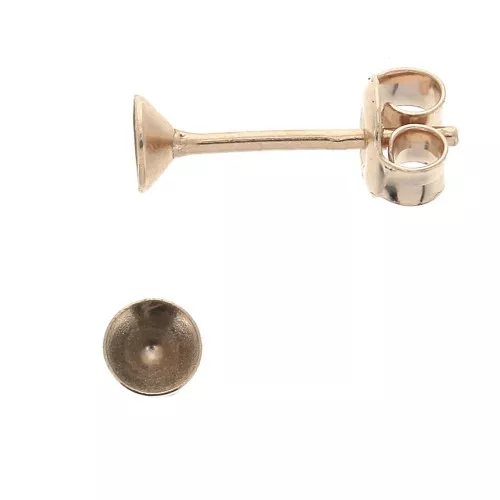 925 Serling Silver Earstuds for PureCrystal 1088 4 mm cabochons - Rose Gold Tone x2