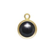 8.6x6.5mm Gold filled pendant with an Imitation Black Onyx synthetic stone x1|raw }}