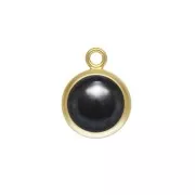 8.6x6.5mm Gold filled pendant with an Imitation Black Onyx synthetic stone x1