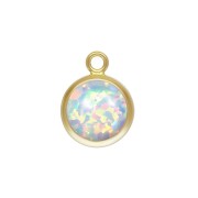 8.6x6.5mm Gold filled pendant with an Imitation White Opal synthetic stone x1|raw }}