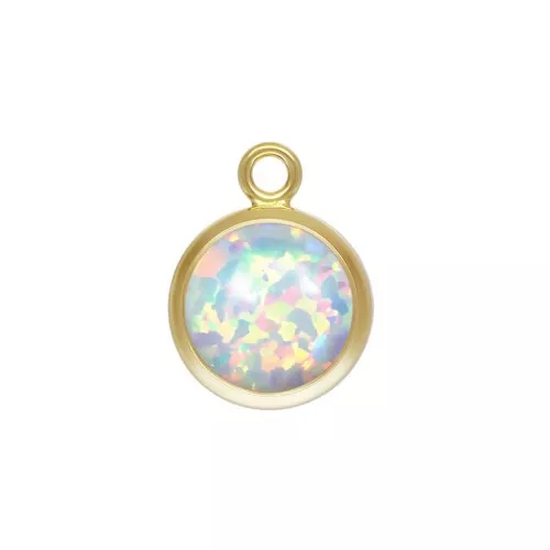 8.6x6.5mm Gold filled pendant with an Imitation White Opal synthetic stone x1