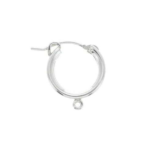 15mm 925 Sterling Silver Leverback Hoop Earrings with open ring x2