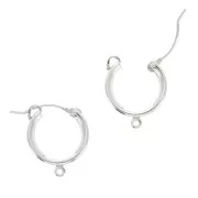 15mm 925 Sterling Silver Leverback Hoop Earrings with open ring x2
