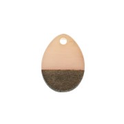 17.5x13mm wood-effect drop-shape resin pendant - Transparent Salmon / Brown x1|raw }}