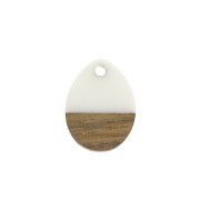 17.5x13mm wood-effect drop-shape resin pendant - Ivory / Brown x1|raw }}