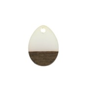 17.5x13mm wood-effect drop-shape resin pendant - White / Brown x1|raw }}