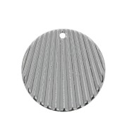 21mm Brass pleated effect round pendant - Rhodium Tone x1