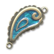Enameled spacer with 2 rings 31mm Turquoise/Bronze x1