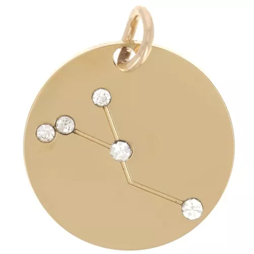 20mm Stainless Steel Cancer Zodiac sign pendant with open jump ring - Gold Tone x1