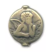 Angel flat round 18mm Bronze tone x1