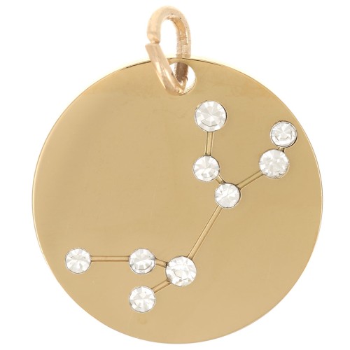20mm Stainless Steel Virgo Zodiac sign pendant with open jump ring - Gold Tone x1
