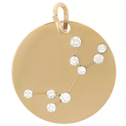 20mm Stainless Steel Virgo Zodiac sign pendant with open jump ring - Gold Tone x1