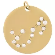 20mm Stainless Steel Scorpio sign pendant with open jump ring - Gold Tone x1