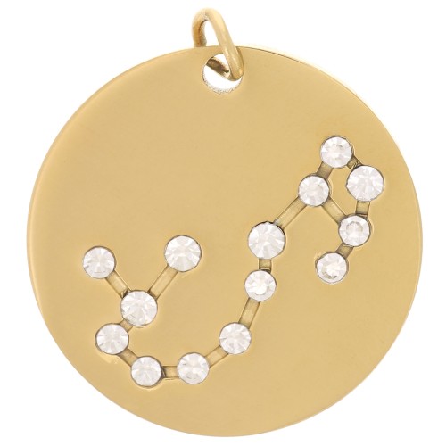 20mm Stainless Steel Scorpio sign pendant with open jump ring - Gold Tone x1