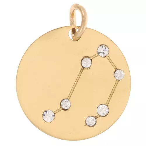 20mm Stainless Steel Libra Zodiac sign pendant with open jump ring - Gold Tone x1