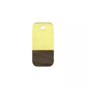 21x10mm wood-effect rectangle resin pendant - Transparent Yellow / Brown x1