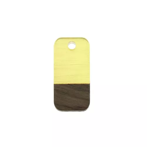 21x10mm wood-effect rectangle resin pendant - Transparent Yellow / Brown x1
