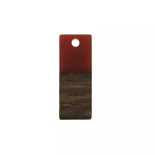 23x9mm wood-effect rectangle resin pendant - Terracotta / Brown x1